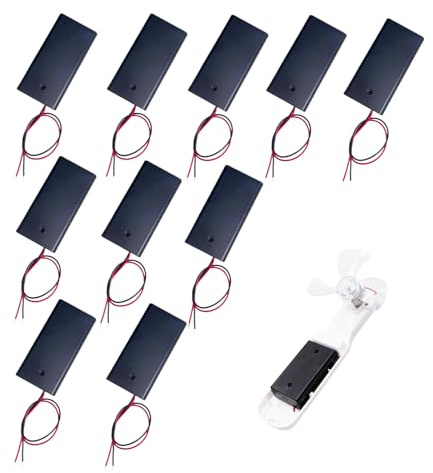 10 AA-batterier i plast med strömbrytare, kabelanslutningskabel, lock, plastbatterilåda för 2 AA-batterier 1,5 V för gör-det-själv-och elektroniska projekt
