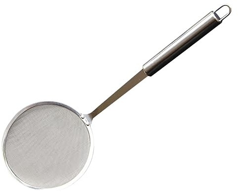 FONDOTIN Colador de Araña de Acero Inoxidable Mango Ergonómico para Cocina, Espumadera Resistente para Recoger Alimentos en Olla Caliente, Utensilio de Cocina Práctico
