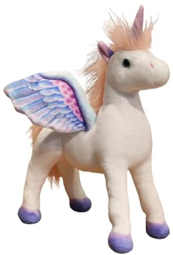 KUKUShining Einhorn Kuscheltier, Weiche Plüschtier Kuschelige Engel Pegasus Stofftier Raupe Mit Glänzenden Hörnern Flügeln Plüsch Spielgefährte Kinder(Blue,35cm/13.8in)