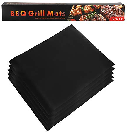 UPALDHOU Grillmatten für Außengrill, PTFE-Kochmatten, 5er-Set, Antihaftbeschichtete Grillmatten für Gas-Holzkohle-Elektrogrills, Haushalt, Küche, Grillen