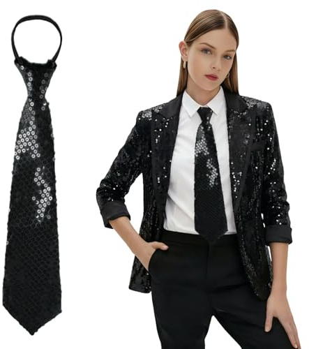 SSIMIDAPT Pailletten Krawatte, Glitzer Krawatte, Krawattes mit Pailletten, Glitter Tie, Party Paillettens Krawattes für Herren Damen Karneval Halloween Cosplay Fasching