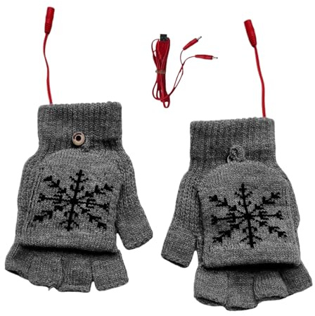 manhegari Beheizte Handschuhe, USB-Heizhandschuhe, ohne Finger, für Herren, für Jagd, Snowboard, Wandern, Skifahren, Rucksack