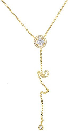 Romantiska kvinnor smycken Silverhalsband Cirkel Lariat Lång remsa Söta tjejer hänge halsband