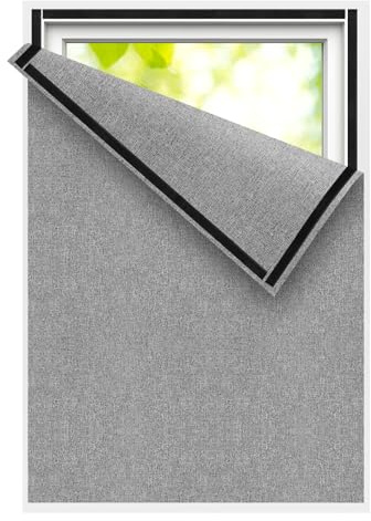 Estor Opaco Sin Taladrar,Ortina Ventana Tela Aislante Termica,Stores Ventanas Estores Opacos,Estor Oscurecedor Material de Lino,100% Blackout Persianas por Metros,Proteccion Solar Ventanas