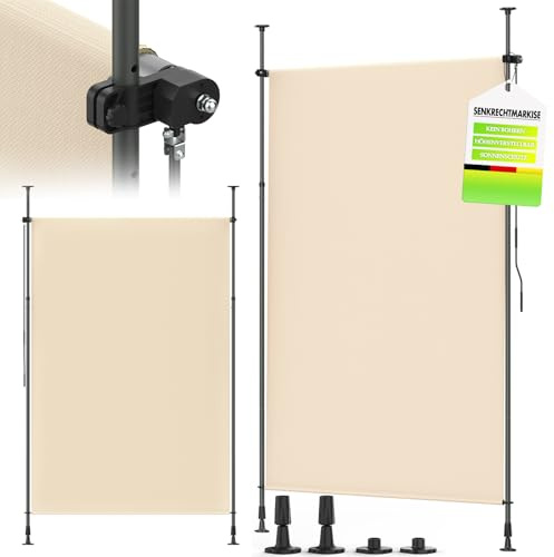 Huracan Toldo vertical extensible, toldo vertical de altura ajustable, 160 x 250 cm, toldo para balcón sin necesidad de taladrar, protección visual resistente a los rayos UV, resistente al agua, para