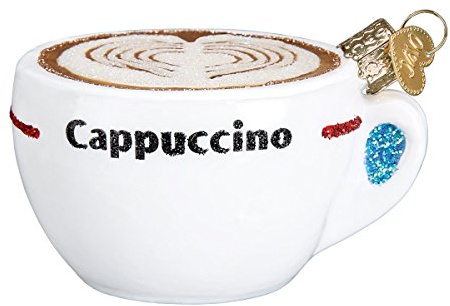 Old World Christmas Cappuccino Glass Blown Ornament for Christmas Tree, Handcrafted Holiday Decoration, Coffee Collection