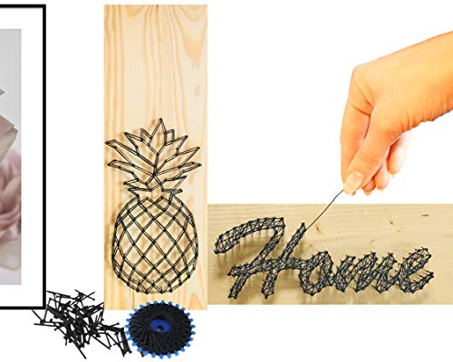 StuckART© BASTELSET HOLZ Erwachsene mit Vorlagen ✪ Geschenk außergewöhnlich ✪ DIY String Art Set basteln ✪ Box für Frauen Männer Freund Freundin Familie ✪ Geschenk-Set ✪ Einrichtungs-DEKO