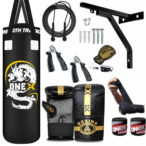 Boxing bag heavy duty punching bag Filled 4ft 5ft set, punch bag Kickboxing MMA Grappling Muay Thai Karate BJJ best punch bags equipment for Indoor or Outdoor boxing Training (3ft)