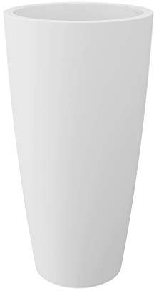 wonido Blumentopf/Pflanztopf, Höhe 85 cm, Ø 38, weiß, matt, 18 l Inhalt, mit herausnehmbarem Pflanz-Einsatz, für Innen und Außen, aus hochwertigem Polypropylen