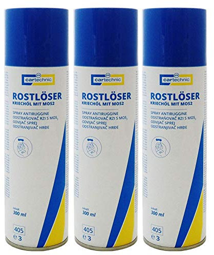 3x cartechnic Rostlöser Spray 300ml, Kriechöl mit MOS2, Korrosionsschutz