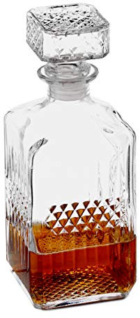Relaxdays Bottiglia per Whisky, in Vetro, Decanter per Cognac, Rum, Gin, 900 ml, per Angolo Bar di Casa, Trasparente