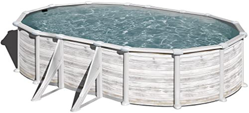 Piscina de Acero Elevada,Ovalada con Aspecto Acero Nórdico. Piscinas Desmontables para Jardín. 610 x 375 x 132 cm - Piscina Gre KITPROV618N Groenlandia.