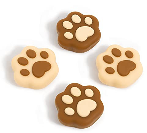 GeekShare 4PCS Cappucci per Impugnatura per Pollice a Forma di Zampa di Gatto, Cover per Joystick in Silicone Morbido Compatibile con Nintendo Switch/OLED/Switch Lite (Milk Tea Brown)