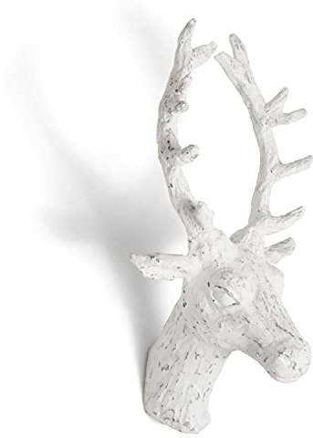 Moritz Skulptur Deko Hirsch Weiß | Hirschgeweih aus Holz | Hirsch Figur | 27 cm Höhe | Wanddeko Wandmontage