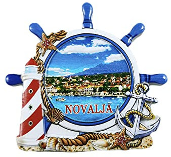 Novalja Kroatien 3D Ruder Kühlschrankmagnet, Souvenir Geschenk, Harz, handgefertigt, Novalja Kühlschrankmagnet, Heim- und Küchendekorationskollektion
