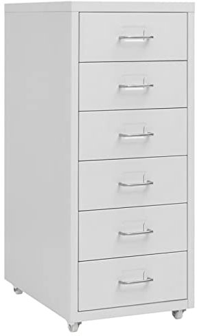 Yumeng Aktenschrank mit Rollen, Metallschrank, Aktenregal, Werkzeugschrank, Büroschrank, Lagerschrank, Ordnerschrank, Grau 28x41x69 cm Metall
