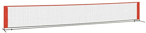 vidaXL Tennisnetz, Badmintonnetz 600cm, Faltbares Tragbares Federballnetz für Garten, Set bestehend aus Netz Stahl-Gestell Tragetasche, Schwarz Rot Polyester