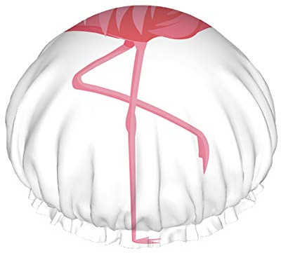 Flamingo Duschhaube, Summer Pink Flamingo Wasserdichte Doppelschicht-Badehauben, perfekt für alle Haarlängen und -dicken