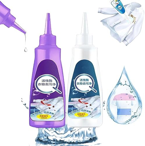 Aktiver Enzym-Fleckenentferner für Wäsche, Active Enzyme Laundry Stain Remover, Aktiver Enzym-Fleckenentferner für Kleidung, Aktiver Enzym-Fleckenentferner, Schutz vor weißen Hemden (A+B)