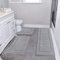 Pauwer Microfiber Soft Bath Mat Set 3 Piece Absorbent Bathroom Toilet Rug Non Slip Machine Washable Bath and Pedestal Mat Sets, Grey