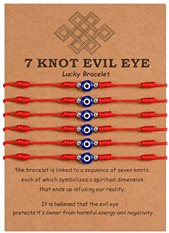 MANVEN 6pcs Evil Eye Bracelets for Women Men String of Fate Rakhi Good Luck