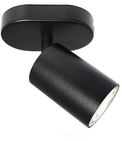 yeerockal Faretto da soffitto orientabile Nero Attacco GU10 Senza limone Lampadina Non Inclusa Moderna Faretti da Parete Interno (1 Luci)