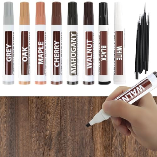 Feutre Retouche Bois,Kit Reparation Parquet,8PCS Kit de réparation pour bois,Stylo Retouche Meuble,Réparation de Meubles,Accessoire Cire Réparation Bois