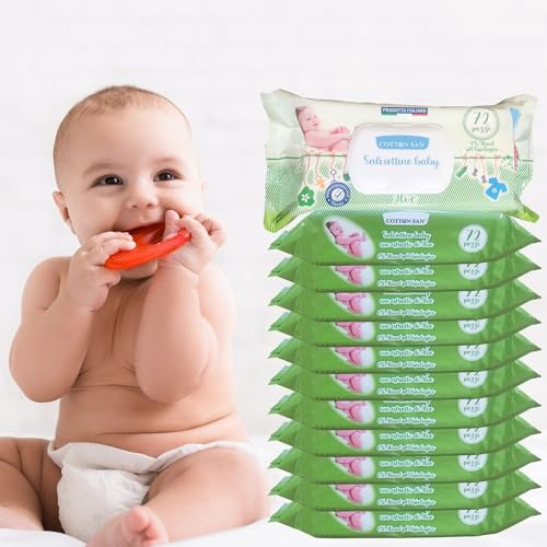HERMES SHOP - 864 Salviette Umidificate per Neonati - Formula idratante con Aloe Vera - Salviettine profumate senza Alcool - Detergenti e Ipoallergeniche (12 Conf da 72 Salviette) - Made in Italy