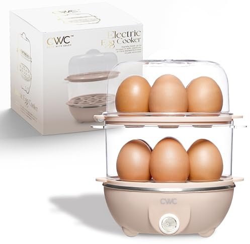 COOK WITH COLOR 350W Electric Double Layer Egg Cooker - Egg Boiler for Hard Boiled, Soft Boiled, and Omelettes, 6.1x6.1x8.7, Dusty Rose