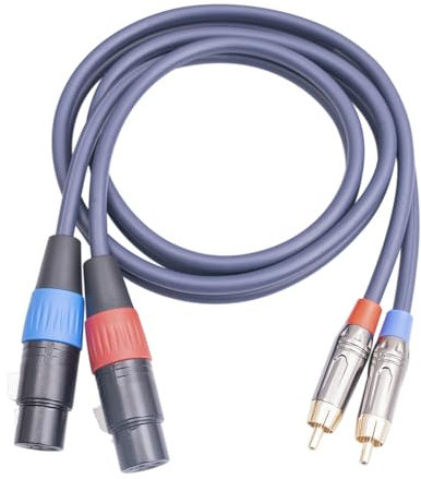 RIKYJIC Cavo audio con doppia schermatura da 2 RCA maschio a 2 XLR femmina, 1 m, per amplificatori e lettori