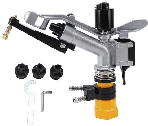 Système d'irrigation à grande surface rotatif à 360 degrés Arroseur à impact 360 degrés, arroseur d'irrigation à grande surface rotatif automatique avec interface FNPT de 1 pouce for jardin et pelouse