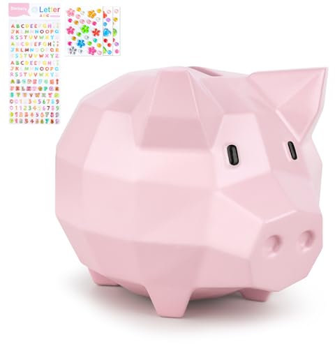 Tirelire cochon rose pour fille, caisse de vacances, tirelire pour adultes, enfants, cadeau pour garçons et filles