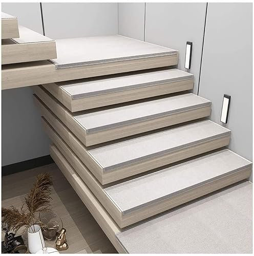 CHAKEUZND Treppenteppich Teppichmatte, 5 stücke Nicht-Slip Schritt Pad Innen Schutz Teppich Abdeckung Teppich Matte for Treppen(Gris)