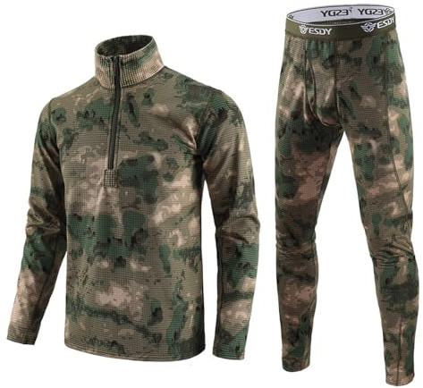 Ensemble sous Vetement Thermique Homme Tee Shirt et Legging Compression Homme Ouvert Manches Longues Col Montant Half Zip sous Vetement Ski et Running Homme pour Automne Hiver Léger et Chaud