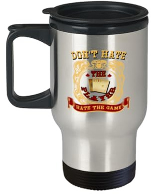 Don‚Äôt Hate The Player, Hate The Game Funny Travel Mug for Poker Lovers - Ideal Gag Gift for Friends, Coworkers, Adults - Great for Birthdays or Any Occasion