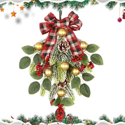 Weihnachtsgirlande, Weihnachtsgirlande, dekorative Weihnachtsdekoration, Aufhänger für Haustür und Urlaubsdekoration, Festliche Girlande für den Innen- und Außenbereich
