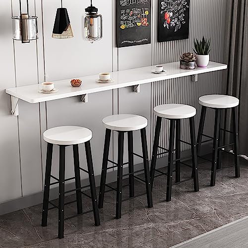Wall Mounted Drop Leaf Table for Milk Tea Shop Bar Kitchen Wooden Folding Dining Table Long and Narrow Foldable Wall Mounted Table