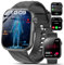 2025 Neue Smartwatch EKG+HRV/Harnsäure/BMI Herren Damen 1,97 AMOLED Gesundheitsuhr mit Telefonfunktion 24H Herzfrequenz SPO2 Blutdruck Körpertemperatur ΒΙυtｚυcker Schlafmonitor Fitnessuhr, Schwarz