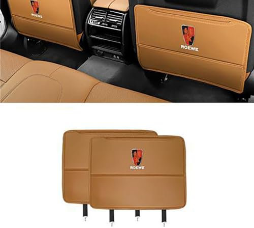 KRDUXA 2 Stück Rückenlehnenschutz,Für Roewe RX5plus/RX3 i5/I6/360/imax8/i6max mit Logo Organizer pflegeleicht wasserdicht Kick MattenPU-Leder Autositz Schutz,C