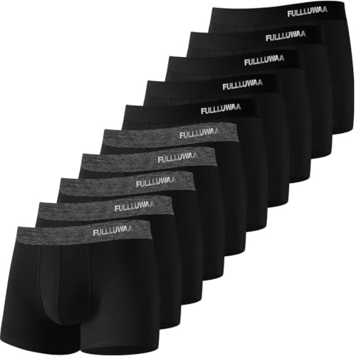 Fullluwaa Boxer Homme Coton Lot de 10, Doux Ceinture Élastique | Calecon Homme Coton, Confortable et Transpirable, Coton doux, Ajusté, Ceinture Élastique Ultra Souple, Quotidien