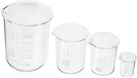 PRETYZOOM 4pcs High Borosilicate Glass Beaker Set for Laboratory Measurement 10ml 50ml 100ml 300ml Chemistry Lab Beakers Scientific Measuring Cups for Lab Use