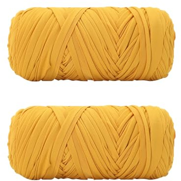 500 g T-Shirt Garn, Häkelgarn, Textilgarn für gehäkelte Körbe, geeignet für Handtasche, Taschen, Heimdekoration, DIY-Kunsthandwerk, Chunky Yarn für Anfänger(Tenggelb)