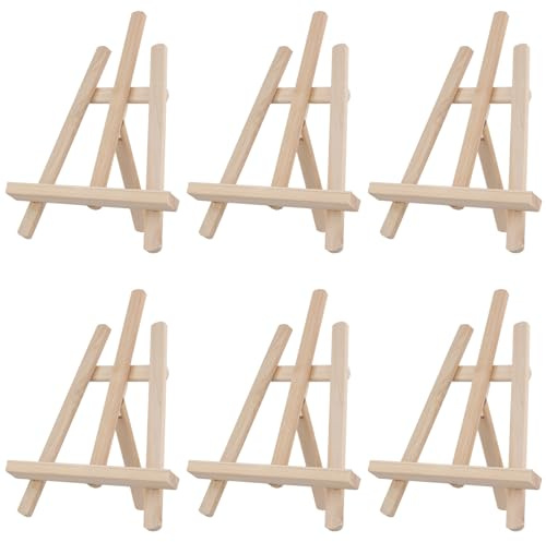SYUTBOU 6 Stück Mini Staffelei Holz, 21 x 28cm Tischstaffelei, Kiefernholz Kleine Staffelei für Malerei, Ausstellung