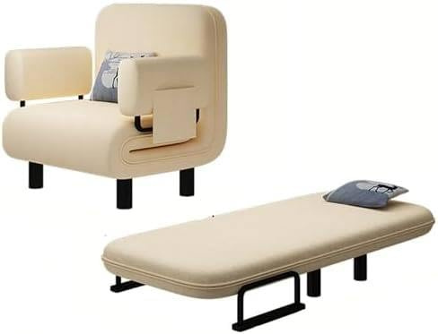 Infällbar bäddstol med justerbart ryggstöd konvertibel schäslong soffa för vardagsrum kudde förvaringsväskor multifunktionella futon sovsoffa