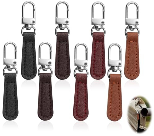 8 Stück Reißverschluss Zipper, Leder-Reisverschluss-Zipper Ersatz Reparatur Anhänger für Koffer, Gepäck, Rucksäcke, Jacken, Geldbörsen, Handtaschen, Jeans