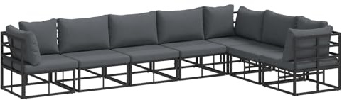 Yunovire Garten-Sofa-Set mit Kissen, 7-teilig, modulares Aluminium-Loungesofa für Terrasse, Balkon, Außenbereich, wetterfest