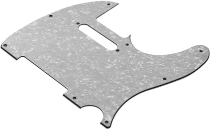 Aramox Golpeador de Guitarra Eléctrica de Perla Blanca, Placa de Celuloide de PVC para Guitarras Estilo Telecaster, Protector de Púas de Repuesto Premium con Orificio para Pastilla de Bobina única,