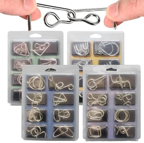 de Alambre de Metal – Estimulación de la resolución de Problemas cognitivos, acertijos avanzados, para concentrarse en la Mente, Juegos de Regalo con Estuche niquelado – para