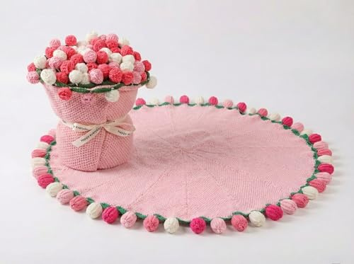 Crochet Flower Blanket for Gift,Round Knitted Throw,Decorative Home