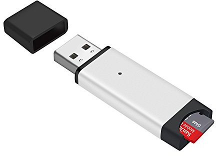 Memwah Micro SD Kartenleser – Schnell USB 2.0 Adapter für alle MicroSD-Karten Silver USB 2.0 Multi-Reader